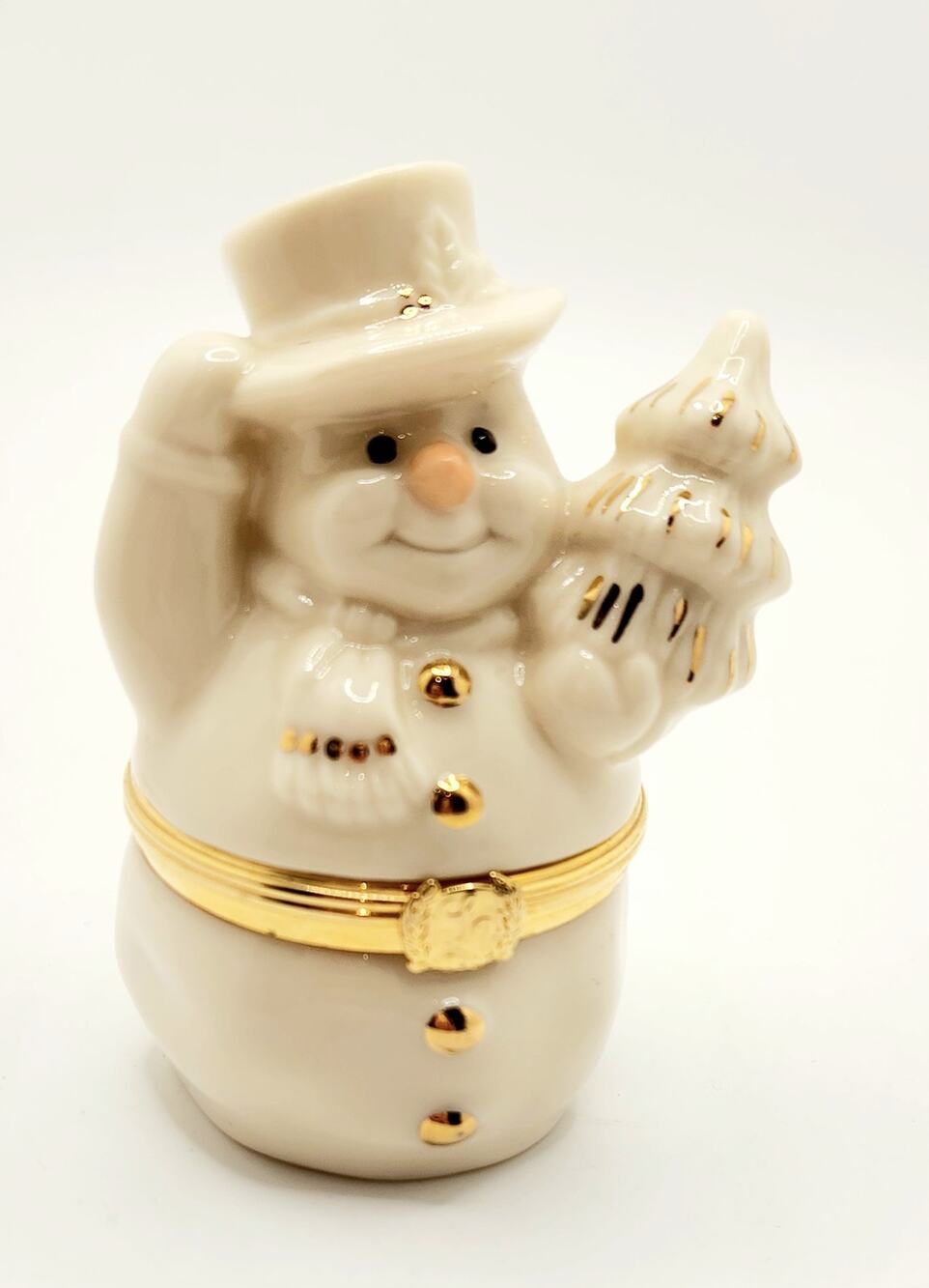 Lenox Treasures The Snowman's Surprise Box First Issue 24K Gold w/ Charm COA